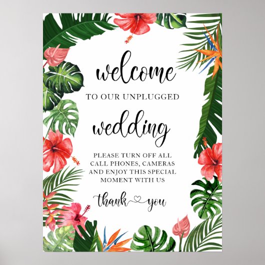 Vibrant Tropical Unplugged Weduwwelbericht Poster (Voorkant)