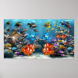 Vibrant tropisch aquarium poster