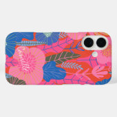 Vibrant Tropisch Floral Oerwoud Rood op maat Case-Mate iPhone Case (Achterkant (horizontaal))