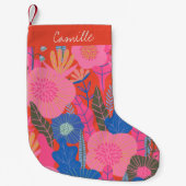 Vibrant Tropisch Floral Oerwoud Rood op maat Kleine Kerstsok (Voorkant)