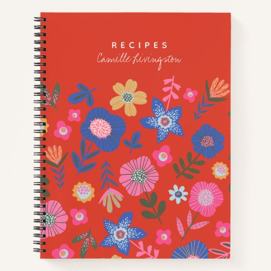 Vibrant Tropisch Floral rood, persoonlijk recept Notitieboek (Voorkant)