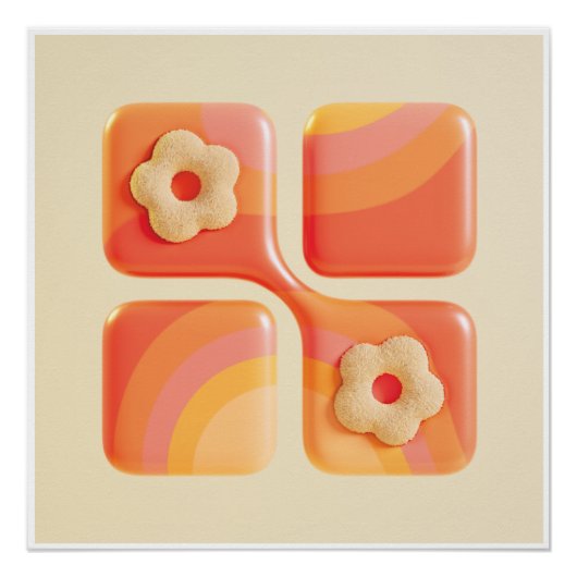 Vibrant Tufted Flower 3D Art Print - Square Format Perfect Poster (Voorkant)