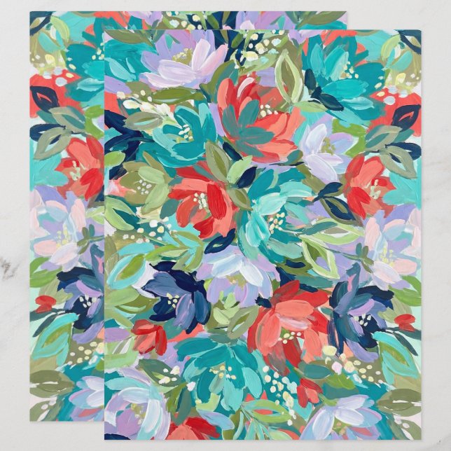 Vibrant Tuin Symfonie Scrapbook Papier (Voorkant / Achterkant)