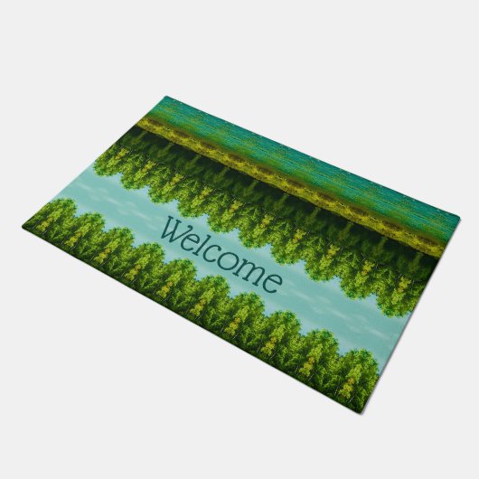 Vibrant Turquoise en Green Deurmat (Schuin)