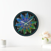 Vibrant Turquoise Lotus Petals Mandala Grote Klok (Huis)
