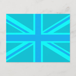 Vibrant Turquoise Union Jack Britse vlag Briefkaart