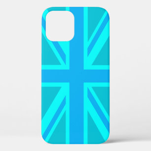 Vibrant Turquoise Union Jack Britse vlag iPhone 12 Hoesje