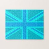Vibrant Turquoise Union Jack Britse vlag Legpuzzel (Horizontaal)