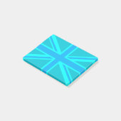 Vibrant Turquoise Union Jack Britse vlag Post-it® Notes (Schuin)