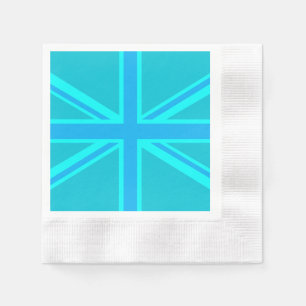 Vibrant Turquoise Union Jack Britse vlag Servetten