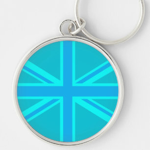 Vibrant Turquoise Union Jack Britse vlag Sleutelhanger