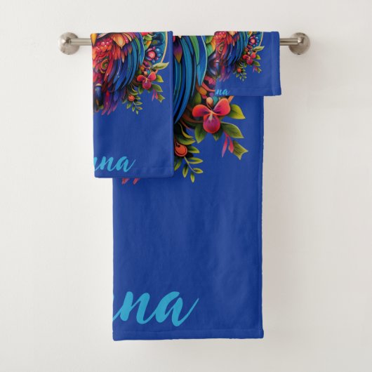 Vibrant Uil - Kleurrijke Boho w / Aangepaste naam Bad Handdoek (Insitu)