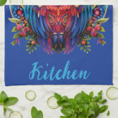 Vibrant Uil - Kleurrijke Boho w / Aangepaste naam Theedoek (Gevouwen)