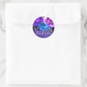Vibrant ultra Violet Paarse Floral Fantasy Wedding Ronde Sticker (Tas)