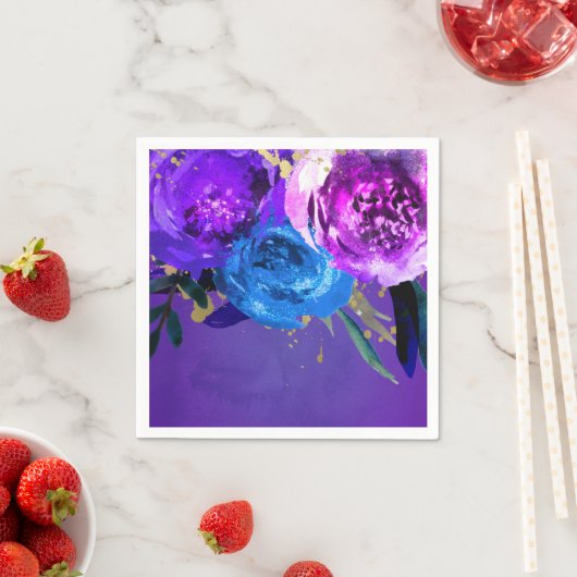Vibrant ultra Violet Paarse Floral Fantasy Wedding Servetten (Insitu)