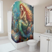 Vibrant Underwater Mermaid Douchegordijn (In situ)