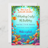 Vibrant Underwater Ocean Verjaardag Uitnodiging (Voorkant)