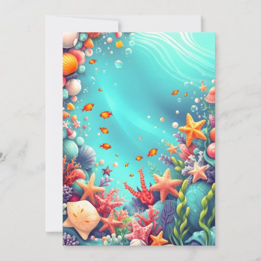 Vibrant Underwater Ocean Verjaardag Uitnodiging (Achterkant)