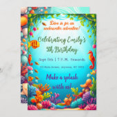 Vibrant Underwater Ocean Verjaardag Uitnodiging (Voorkant / Achterkant)