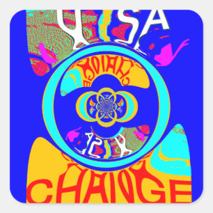 Vibrant USA Change: een gewaagde uitspraak Vierkante Sticker