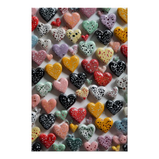 Vibrant Valentine Poster – Fantasy Hearts Design  (Voorkant)