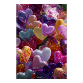 Vibrant Valentine Poster – Fantasy Hearts Design 
