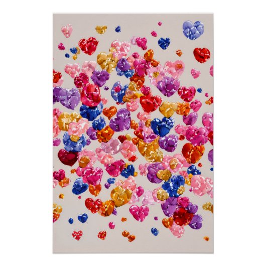Vibrant Valentine Poster – Fantasy Hearts Design  (Voorkant)