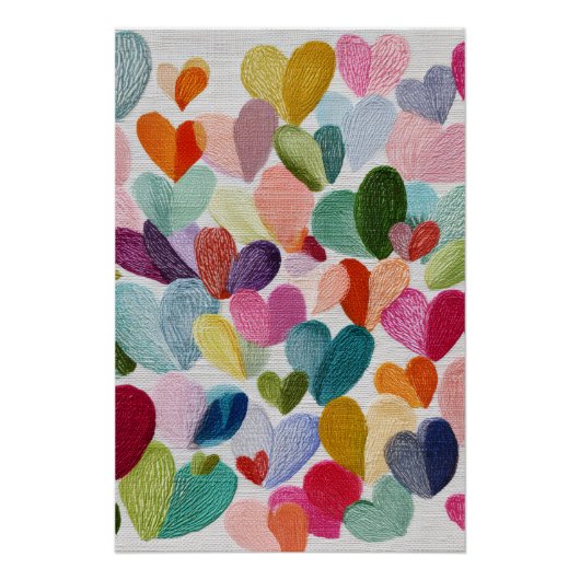 Vibrant Valentine Poster – Fantasy Hearts Design  (Voorkant)