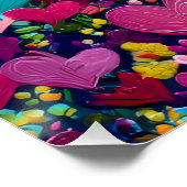 Vibrant Valentine Poster – Fantasy Hearts Design  (Hoek)