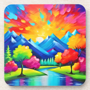 Vibrant Valley Vision Painting Bier Onderzetter