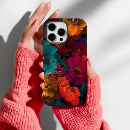 Vibrant Velvet Romance Retro Bloemen Case-Mate iPhone Case