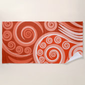 Vibrant Vermillion Red Swirls Strandlaken (Voorkant)