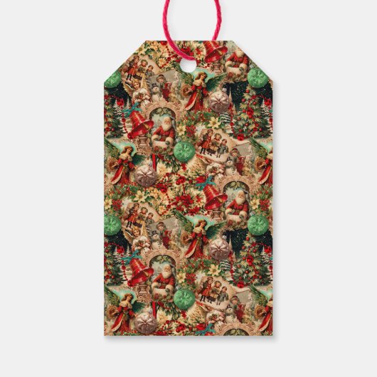 Vibrant Victorian Christmas Collage Cadeaulabel (Achterkant)