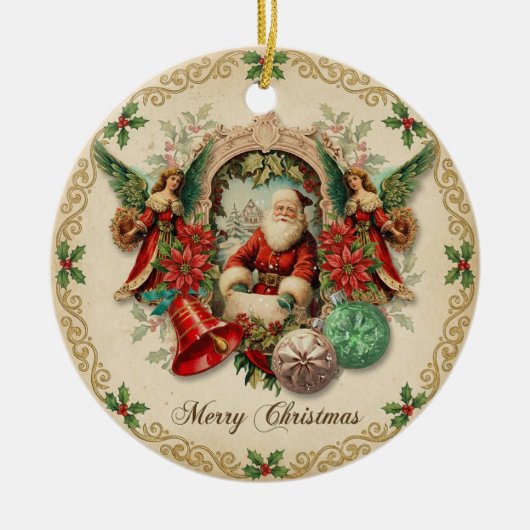 Vibrant Victorian Christmas Collage Keramisch Ornament (Voorkant)
