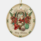 Vibrant Victorian Christmas Collage Keramisch Ornament (Links)