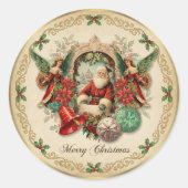 Vibrant Victorian Christmas Collage Ronde Sticker (Voorkant)