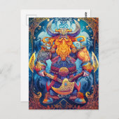 Vibrant Viking Warrior met Axe Norse Mythology Co Briefkaart (Voorkant / Achterkant)