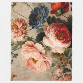 Vibrant Vintage Floral Arrangement Fleece Deken