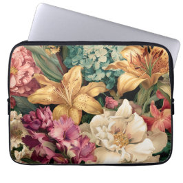 Vibrant Vintage Floral Arrangement Laptop Sleeve