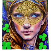 Vibrant Viridian Woman St. Patrick's Day Artwork Douchegordijn (Voorkant)