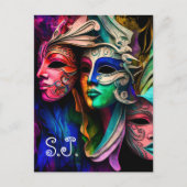 Vibrant Visies van Venetiaanse maskers Briefkaart (Voorkant)