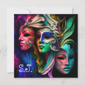 Vibrant Visies van Venetiaanse maskers Kaart (Voorkant)