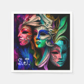 Vibrant Visies van Venetiaanse maskers Servet (Voorkant)