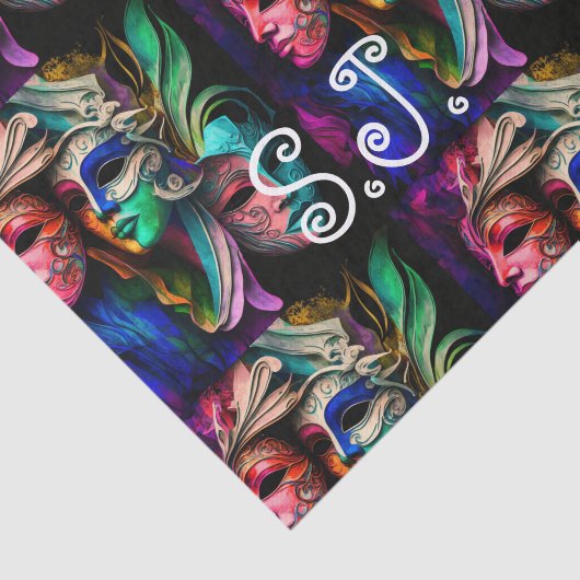 Vibrant Visies van Venetiaanse maskers Tissuepapier (Detail)