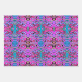 Vibrant vloeibaar kunstpatroon in Paars, roze en b Inpakpapier Vel