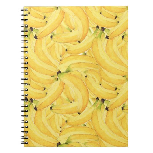 Vibrant Watercolor Banana Tropical Fruit Pattern Notitieboek (Voorkant)