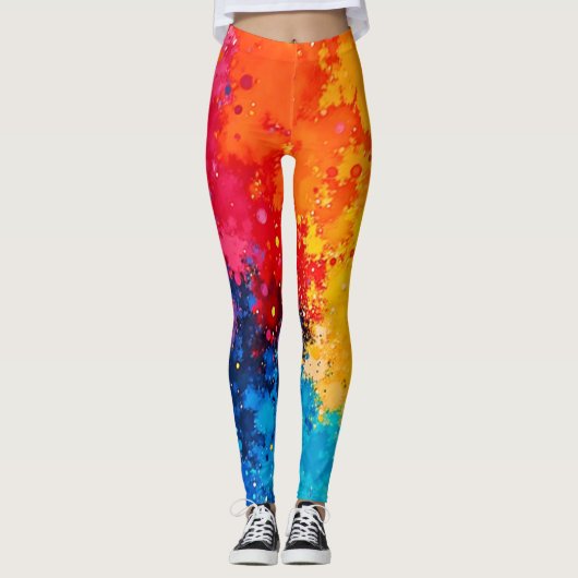 Vibrant Watercolor Chaos Art Leggings (Voorkant)