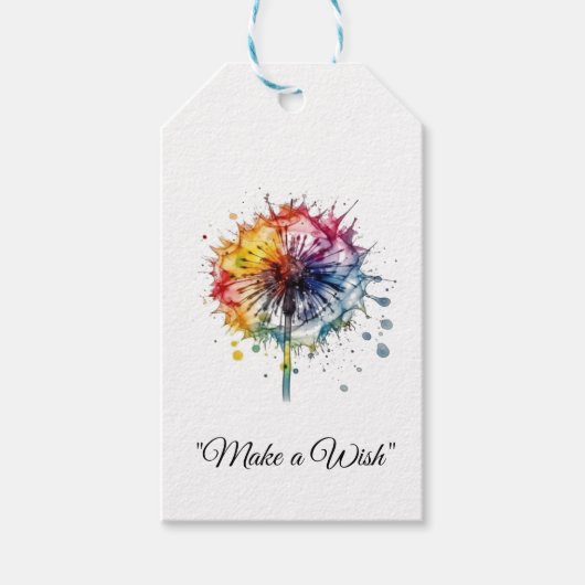 Vibrant Watercolor Dandelion, custom Cadeaulabel (Voorkant)