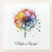 Vibrant Watercolor Dandelion, custom Glazen Onderzetter (Voorkant)