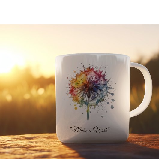 Vibrant Watercolor Dandelion, custom Koffiemok